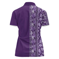 Hawaiian Tribal Elements Hibiscus Women Polo Shirt Purple Pattern - Polynesian Pride