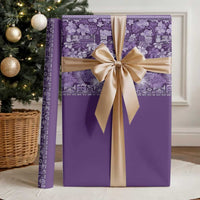 Hawaiian Tribal Elements Hibiscus Wrapping Paper Purple Pattern - Polynesian Pride