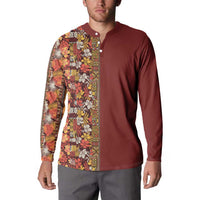 Hawaiian Tribal Elements Hibiscus Button Sweatshirt Red Pattern - Polynesian Pride