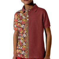 Hawaiian Tribal Elements Hibiscus Kid Polo Shirt Red Pattern - Polynesian Pride
