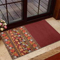 Hawaiian Tribal Elements Hibiscus Rubber Doormat Red Pattern - Polynesian Pride