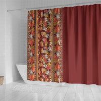Hawaiian Tribal Elements Hibiscus Shower Curtain Red Pattern - Polynesian Pride