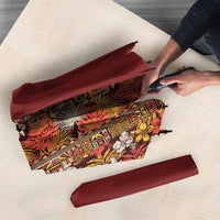 Hawaiian Tribal Elements Hibiscus Umbrella Red Pattern - Polynesian Pride