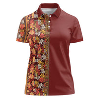 Hawaiian Tribal Elements Hibiscus Women Polo Shirt Red Pattern LT9 Female Red - Polynesian Pride
