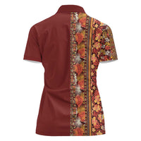 Hawaiian Tribal Elements Hibiscus Women Polo Shirt Red Pattern LT9 - Polynesian Pride