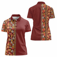 Hawaiian Tribal Elements Hibiscus Women Polo Shirt Red Pattern LT9 - Polynesian Pride