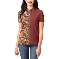 Hawaiian Tribal Elements Hibiscus Women Polo Shirt Red Pattern LT9 - Polynesian Pride