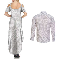 Lotu Tamaiti Samoan Polynesian Tribal Couples Matching Summer Maxi Dress and Long Sleeve Button Shirt - Polynesian Pride