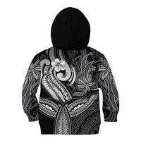 Polynesia Kid Hoodie Whale Tale and Polynesian Sunset Plumeria Black LT9 - Polynesian Pride