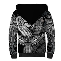 Polynesia Sherpa Hoodie Whale Tale and Polynesian Sunset Plumeria Black LT9 - Polynesian Pride