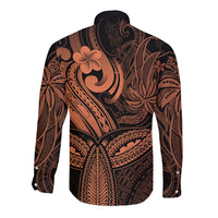 Polynesia Long Sleeve Button Shirt Whale Tale and Polynesian Sunset Plumeria Gold LT9 - Polynesian Pride