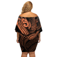 Polynesia Off Shoulder Short Dress Whale Tale and Polynesian Sunset Plumeria Gold LT9 - Polynesian Pride