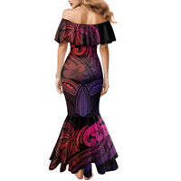 Polynesia Mermaid Dress Whale Tale and Polynesian Sunset Plumeria Pink LT9 - Polynesian Pride