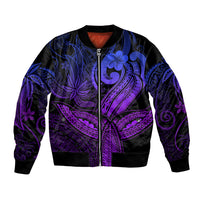 Polynesia Bomber Jacket Whale Tale and Polynesian Sunset Plumeria Purple LT9 Unisex Purple - Polynesian Pride