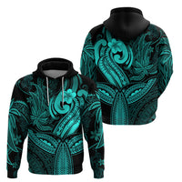 Polynesia Hoodie Whale Tale and Polynesian Sunset Plumeria Turquoise LT9 - Polynesian Pride