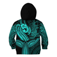 Polynesia Kid Hoodie Whale Tale and Polynesian Sunset Plumeria Turquoise LT9 - Polynesian Pride