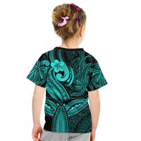 Polynesia Kid T Shirt Whale Tale and Polynesian Sunset Plumeria Turquoise LT9 - Polynesian Pride