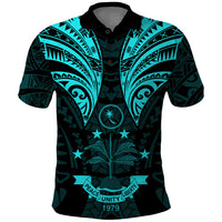 FSM Chuuk States Polo Shirt Micronesia Vintage Polynesian Tribal Aqua Version LT9 Aqua - Polynesian Pride