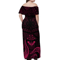 FSM Chuuk States Off Shoulder Maxi Dress Micronesia Vintage Polynesian Tribal Pink Version LT9 - Polynesian Pride