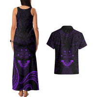FSM Chuuk States Couples Matching Tank Maxi Dress and Hawaiian Shirt Micronesia Vintage Polynesian Tribal Purple Version LT9 - Polynesian Pride