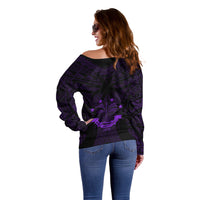 FSM Chuuk States Off Shoulder Sweater Micronesia Vintage Polynesian Tribal Purple Version LT9 - Polynesian Pride
