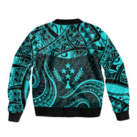 FSM Kosrae States Sleeve Zip Bomber Jacket Micronesia Vintage Polynesian Tribal Aqua Version LT9 - Polynesian Pride