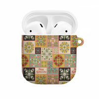 Mele Kalikimaka Hawaii Christmas AirPods Case Melemele Mama Seamless Floral Motif LT9 Beige - Polynesian Pride