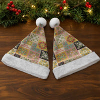 Mele Kalikimaka Hawaii Christmas Santa Hat Melemele Mama Seamless Floral Motif - Polynesian Pride