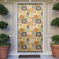 Mele Kalikimaka Hawaii Christmas Door Cover Melemele Mama Seamless Floral Motif - Polynesian Pride