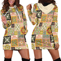 Mele Kalikimaka Hawaii Christmas Hoodie Dress Melemele Mama Seamless Floral Motif - Polynesian Pride