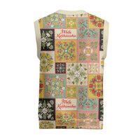 Mele Kalikimaka Hawaii Christmas Knitted V-Neck Vest Melemele Mama Seamless Floral Motif LT9 - Polynesian Pride