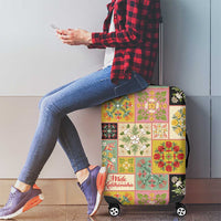 Mele Kalikimaka Hawaii Christmas Luggage Cover Melemele Mama Seamless Floral Motif - Polynesian Pride