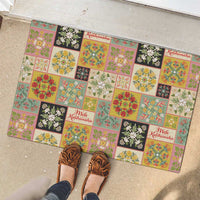 Mele Kalikimaka Hawaii Christmas Rubber Doormat Melemele Mama Seamless Floral Motif LT9 - Polynesian Pride