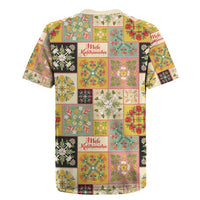 Mele Kalikimaka Hawaii Christmas Rugby Jersey Melemele Mama Seamless Floral Motif - Polynesian Pride