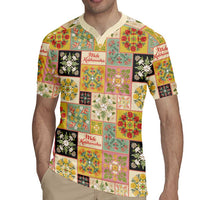 Mele Kalikimaka Hawaii Christmas Rugby Jersey Melemele Mama Seamless Floral Motif - Polynesian Pride