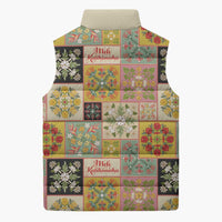 Mele Kalikimaka Hawaii Christmas Sleeveless Puffer Jacket Melemele Mama Seamless Floral Motif LT9 - Polynesian Pride