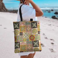 Mele Kalikimaka Hawaii Christmas Tote Bag Melemele Mama Seamless Floral Motif - Polynesian Pride