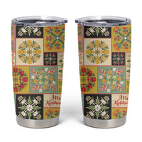 Mele Kalikimaka Hawaii Christmas Tumbler Cup Melemele Mama Seamless Floral Motif - Polynesian Pride