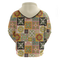 Mele Kalikimaka Hawaii Christmas Zip Hoodie Melemele Mama Seamless Floral Motif - Polynesian Pride