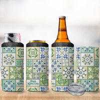 Mele Kalikimaka Hawaii Christmas 4 in 1 Can Cooler Tumbler Omaomao Seamless Floral Motif - Polynesian Pride