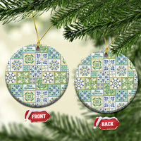 Mele Kalikimaka Hawaii Christmas Ceramic Ornament Omaomao Seamless Floral Motif - Polynesian Pride