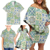 Mele Kalikimaka Hawaii Christmas Family Matching Off Shoulder Short Dress and Hawaiian Shirt Omaomao Seamless Floral Motif - Polynesian Pride