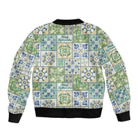 Mele Kalikimaka Hawaii Christmas Sleeve Zip Bomber Jacket Omaomao Seamless Floral Motif - Polynesian Pride