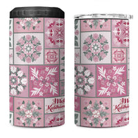 Mele Kalikimaka Hawaii Christmas 4 in 1 Can Cooler Tumbler Akala Seamless Floral Motif - Polynesian Pride