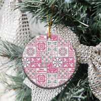 Mele Kalikimaka Hawaii Christmas Ceramic Ornament Akala Seamless Floral Motif - Polynesian Pride