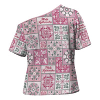 Mele Kalikimaka Hawaii Christmas Cross Shoulder Shirt Akala Seamless Floral Motif LT9 - Polynesian Pride