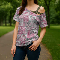Mele Kalikimaka Hawaii Christmas Cross Shoulder Shirt Akala Seamless Floral Motif LT9 - Polynesian Pride
