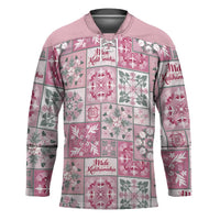Mele Kalikimaka Hawaii Christmas Hockey Jersey Akala Seamless Floral Motif LT9 Unisex Pink - Polynesian Pride