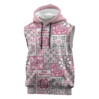Mele Kalikimaka Hawaii Christmas Sleeveless Hoodie Akala Seamless Floral Motif - Polynesian Pride