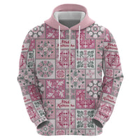 Mele Kalikimaka Hawaii Christmas Zip Hoodie Akala Seamless Floral Motif - Polynesian Pride